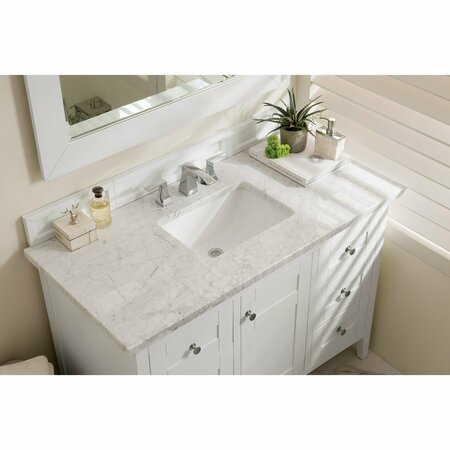 James Martin Vanities Palisades 48in Single Vanity, Bright White w/ 3 CM Carrara Marble Top 527-V48-BW-3CAR